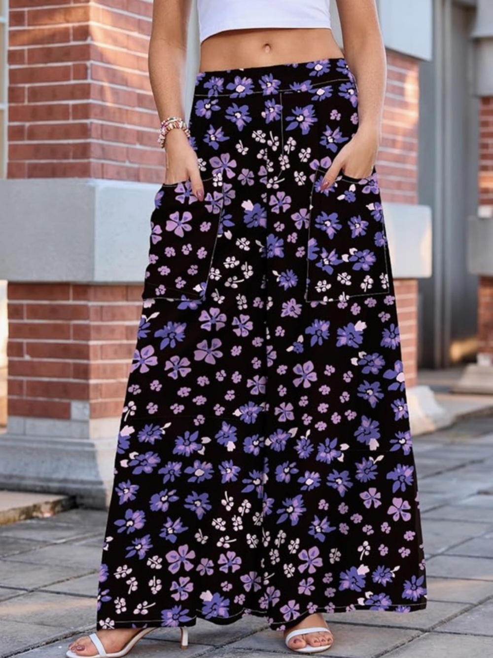 Emma Pants: FLORAL, WIDE LEG PANTS BOHEMIAN